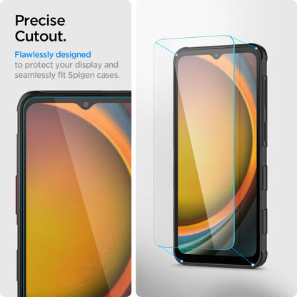 Film de protection d'écran Spigen GlastR Slim pour Samsung Galaxy XCover7 Pro / Xcover7 G556, Verre trempé, Collage complet, Lot de 2 pièces AGL09407