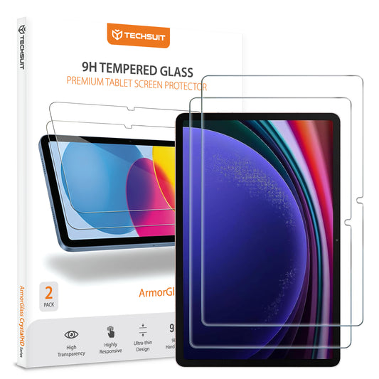 Film de protection d'écran Techsuit ArmorGlass CrystalHD pour Samsung Galaxy Tab S10 Lite / Tab S10 FE, Verre Trempé, Full Glue, Lot de 2 pièces