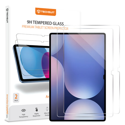 Film de protection d'écran Techsuit ArmorGlass CrystalHD pour Samsung Galaxy Tab S10+ / Tab S9 FE+, Verre Trempé, Full Glue, Lot de 2 pièces