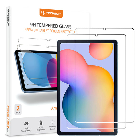 Film de protection d'écran Techsuit ArmorGlass CrystalHD pour Samsung Galaxy Tab S6 Lite (2024), Verre Trempé, Full Glue, Lot de 2 pièces