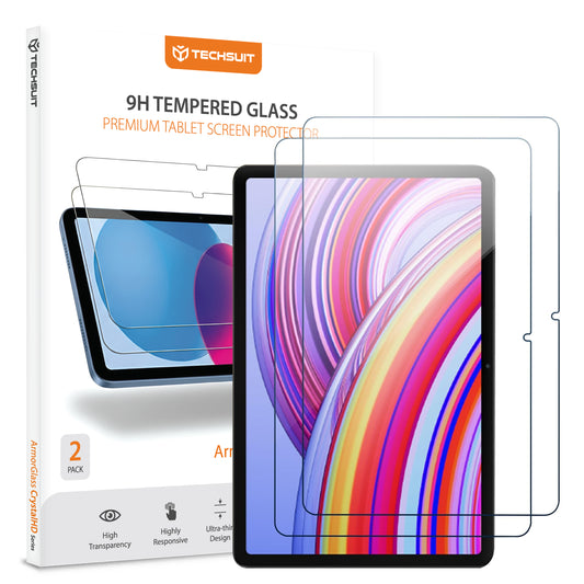 Film de protection d'écran Techsuit ArmorGlass CrystalHD pour Xiaomi Redmi Pad Pro / Pad Pro 5G / Poco Pad, Verre Trempé, Full Glue, Lot de 2 pièces.