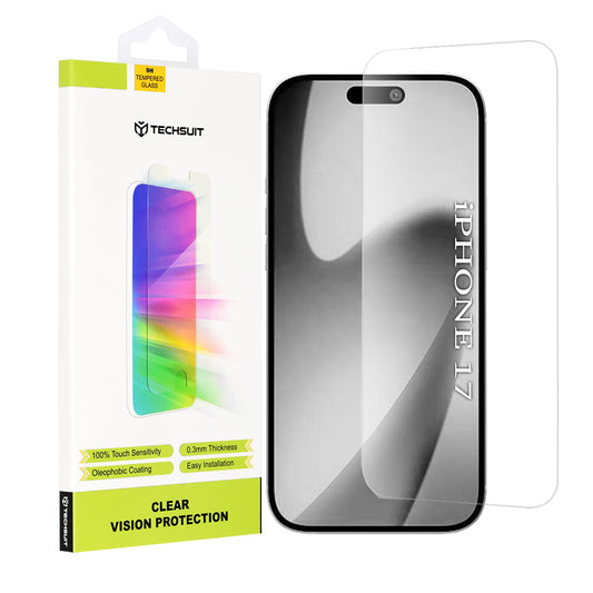 Film de protection d'écran Techsuit Clear Vision pour Apple iPhone 17, Verre Trempé, Full Glue