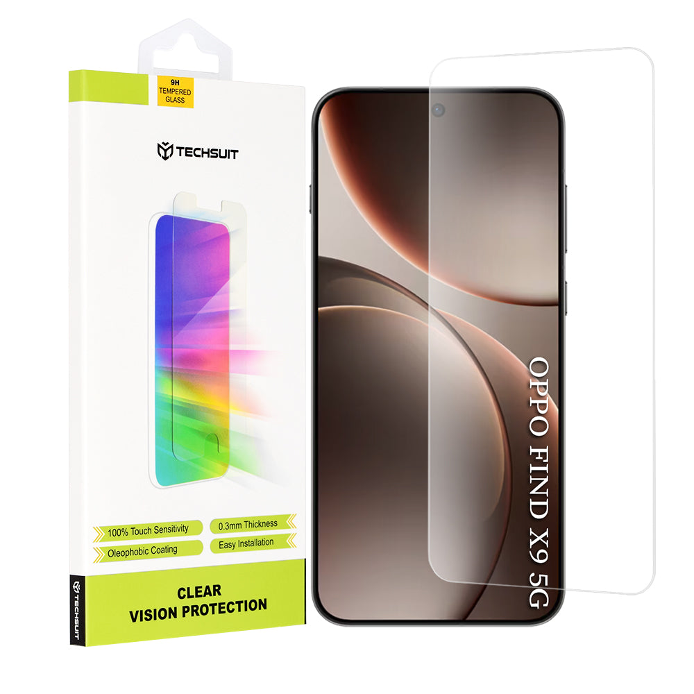 Film de protection d'écran Techsuit Clear Vision pour Oppo Find X9, Verre Trempé, Full Glue