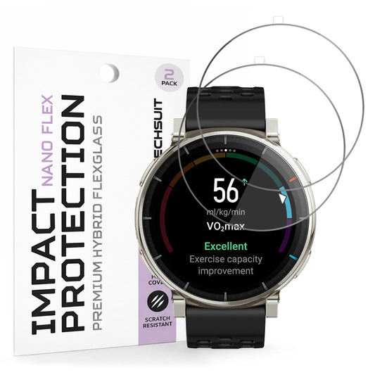 Techsuit Nano Flex Screen Protector for Amazfit Active 3 Premium, Plastic, Set of 2 pieces, Black