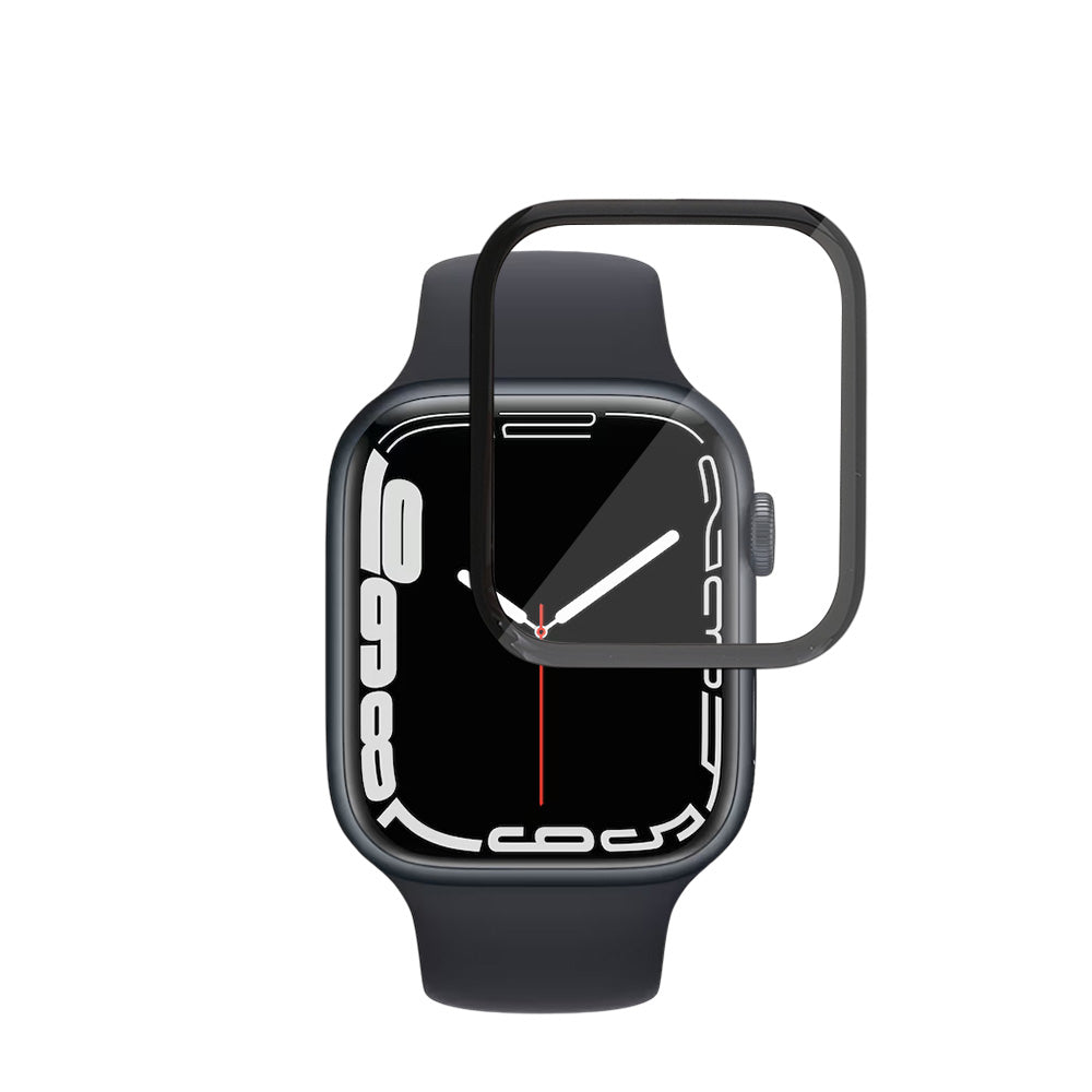 Film de protection d'écran Techsuit Nano Flex pour Apple Watch Series 9 / 8 / 7 41mm, Plastique, Set de 2 pièces, Noir