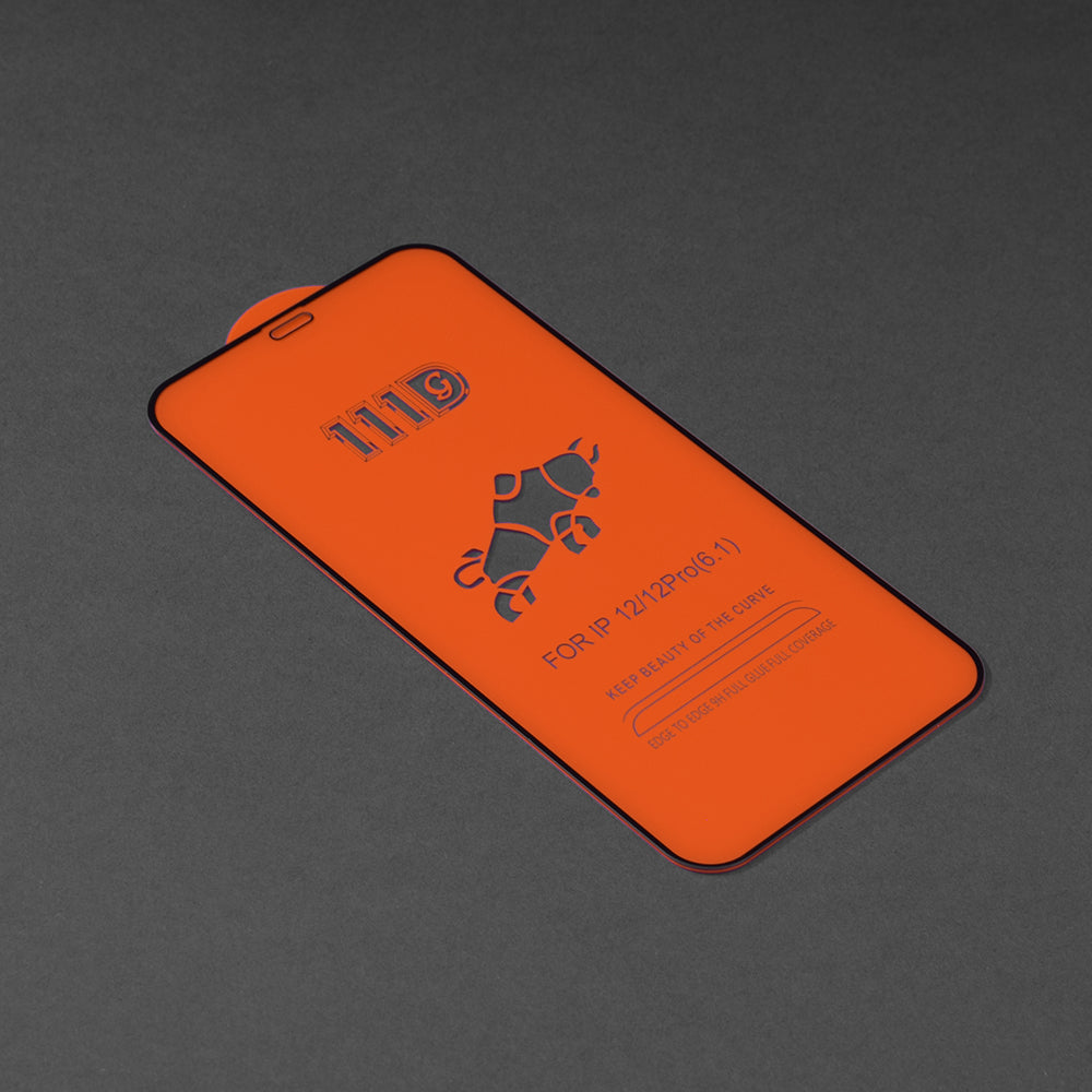 Film de protection d'écran Techsuit pour Apple iPhone 12 / 12 Pro, Verre trempé, Full Glue, 111D, Noir