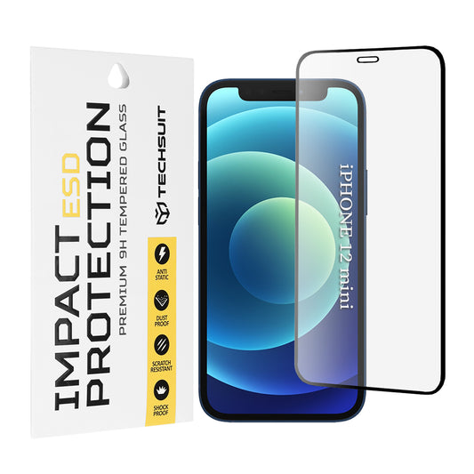 Film de protection d'écran Techsuit pour Apple iPhone 12 mini, Verre trempé, Full Glue, Noir