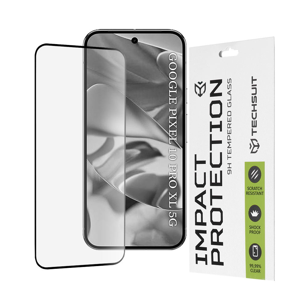 Film de protection d'écran Techsuit pour Google Pixel 10 Pro XL, Verre trempé, Full Glue, 111D, Noir