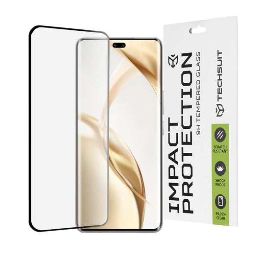 Film de protection d'écran Techsuit pour Honor 200 Pro, Verre trempé, Full Glue, 111D, Noir