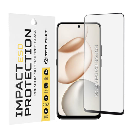 Film de protection d'écran Techsuit pour Honor 400 Smart 4G / X7d 4G / 400 Smart 5G / X7c / 200 Smart / X7b 5G, Verre Trempé, Full Glue, Noir