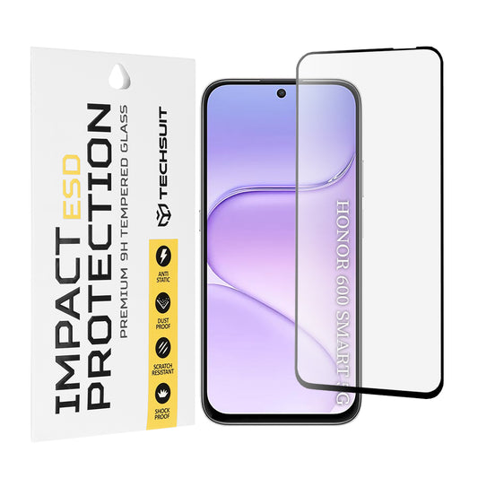 Film de protection d'écran Techsuit pour Honor 600 Smart, Verre trempé, Full Glue, Noir
