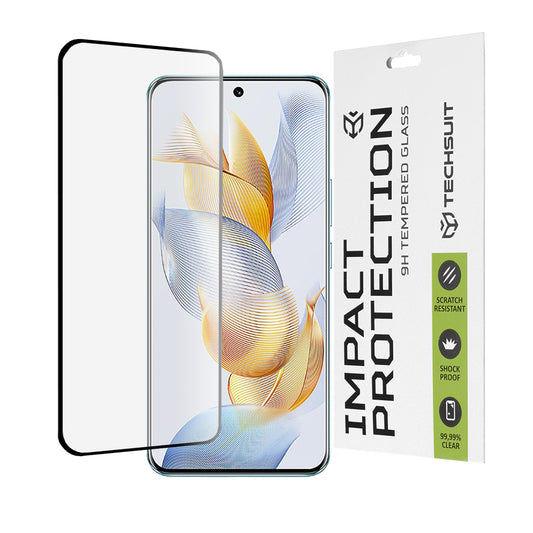 Film de protection d'écran Techsuit pour Honor 90, Verre Trempé, Full Glue, 111D, Noir