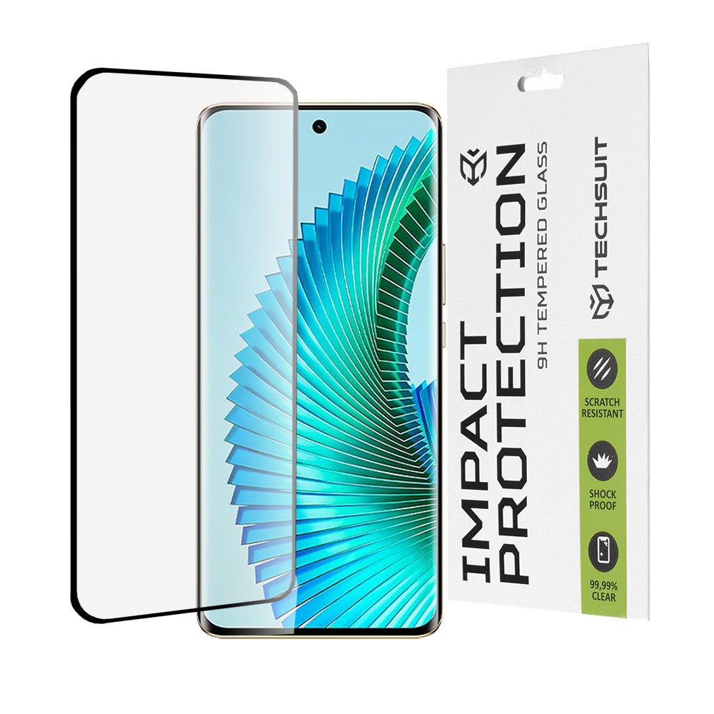 Film de protection d'écran Techsuit pour Honor Magic6 Lite, Verre trempé, Full Glue, 111D, Noir
