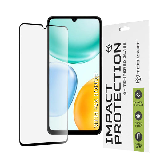 Film de protection d'écran Techsuit pour Honor X5c Plus, Verre Trempé, Full Glue, 111D, Noir