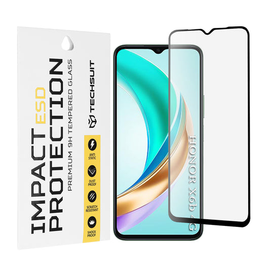 Film de protection d'écran Techsuit pour Honor X6b, Verre Trempé, Full Glue, Noir