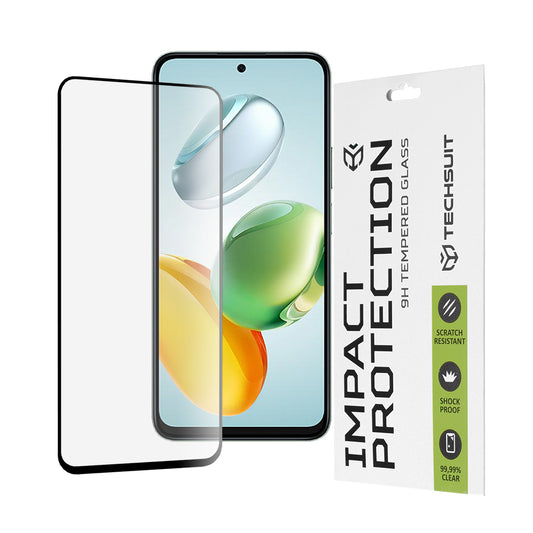 Film de protection d'écran Techsuit pour Honor X7c / 200 Smart, Verre Trempé, Full Glue, 111D, Noir