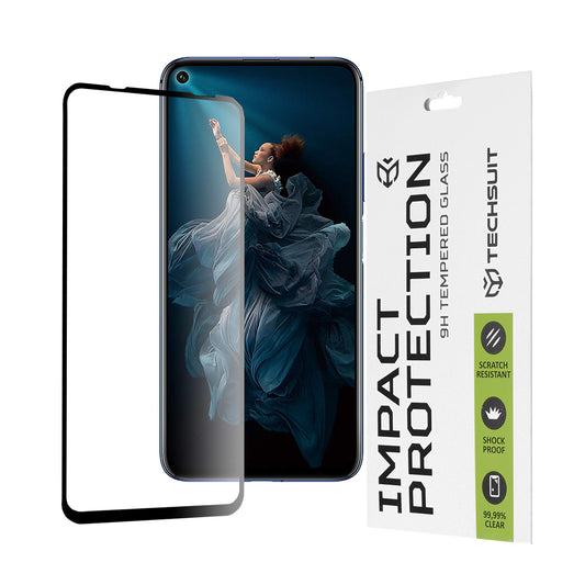 Film de protection d'écran Techsuit pour Huawei Mate 30 Lite / nova 5T / Honor 20 / 20 Pro, Verre trempé, Full Glue, 111D, Noir