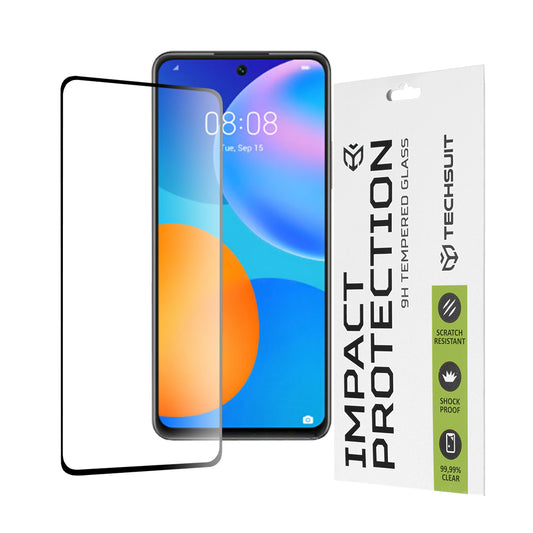 Film de protection d'écran Techsuit pour Huawei P smart 2021, Verre trempé, Full Glue, 111D, Noir