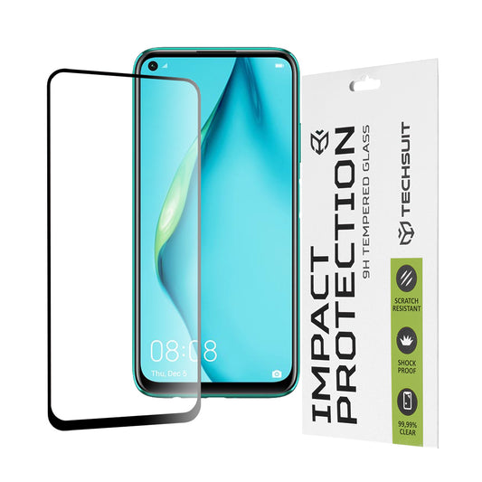 Film de protection d'écran Techsuit pour Huawei P40 lite 4G / P20 lite (2019), Verre trempé, Full Glue, 111D, Noir