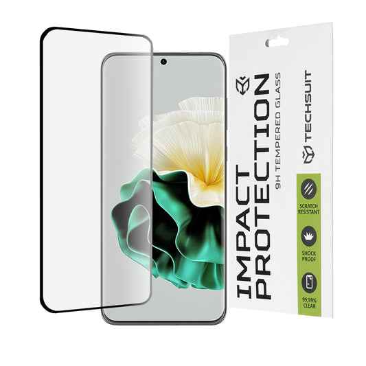Film de protection d'écran Techsuit pour Huawei P60, Verre Trempé, Full Glue, 111D, Noir