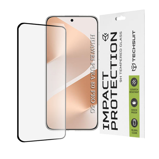 Film de protection d'écran Techsuit pour Huawei Pura 80 Pro, Verre trempé, Full Glue, 111D, Noir