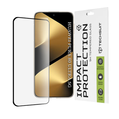 Film de protection d'écran Techsuit pour Huawei Pura 80 Ultra, Verre Trempé, Full Glue, 111D, Noir