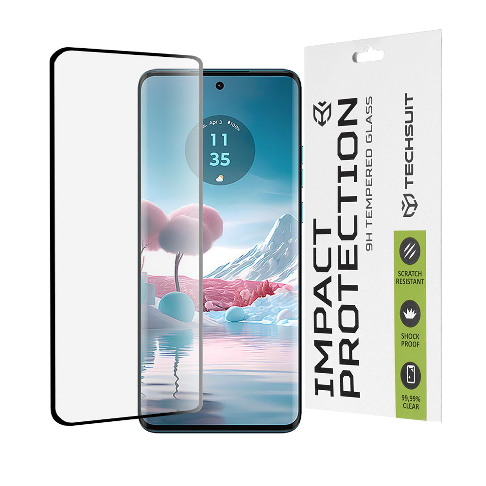 Film de protection d'écran Techsuit pour Motorola Edge 40 Neo, Verre trempé, Full Glue, 111D, Noir