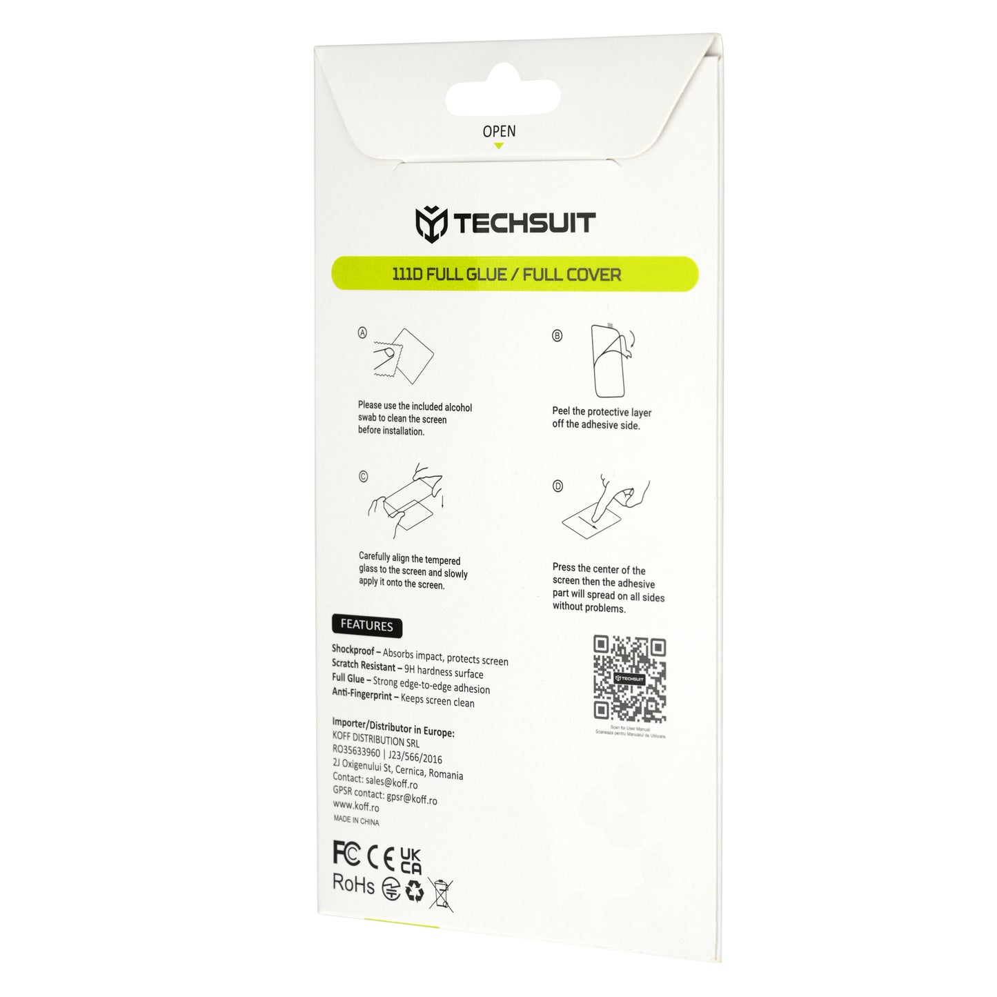 Film de protection d'écran Techsuit pour Motorola Edge 70 Max, Verre Trempé, Full Glue, 111D, Noir