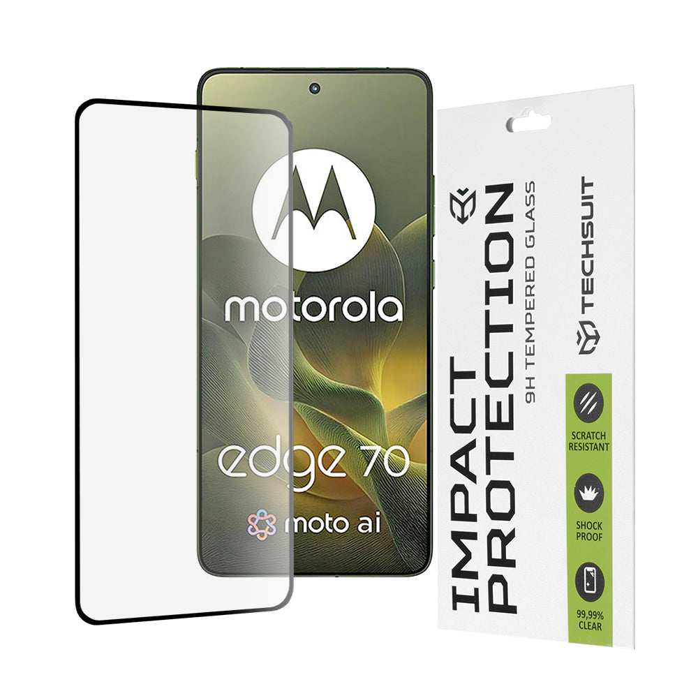 Film de protection d'écran Techsuit pour Motorola Edge 70, Verre Trempé, Full Glue, 111D, Noir