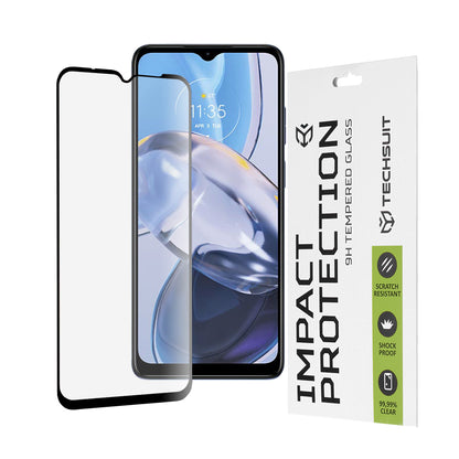 Film de protection d'écran Techsuit pour Motorola Moto E22i / E22, Verre trempé, Full Glue, 111D, Noir
