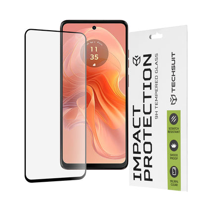 Film de protection d'écran Techsuit pour Motorola Moto G04s / E14 / G24 Power / G04 / G24, Verre trempé, Full Glue, 111D, Noir