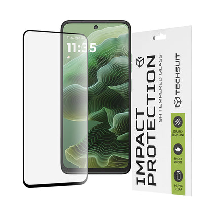 Film de protection d'écran Techsuit pour Motorola Moto G56 / G35, Verre Trempé, Full Glue, 111D, Noir