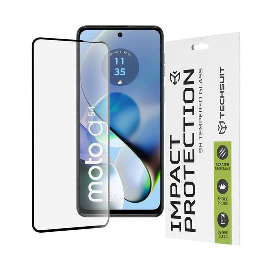 Film de protection d'écran Techsuit pour Motorola Moto G64 / G54 Power Edition / G14 / G54, Verre trempé, Full Glue, 111D, Noir