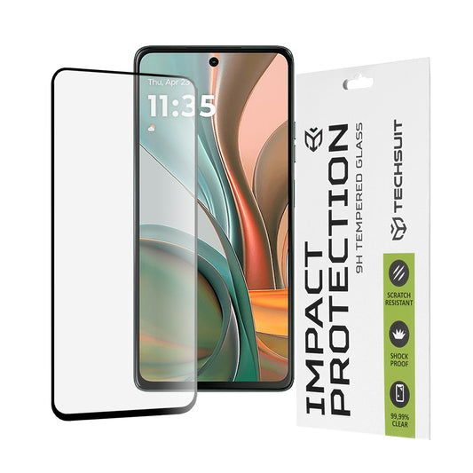Film de protection d'écran Techsuit pour Motorola Moto G75, Verre Trempé, Full Glue, 111D, Noir