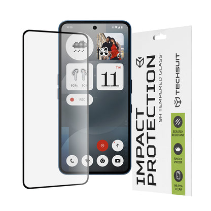 Film de protection d'écran Techsuit pour Nothing Phone (3a) / Phone (3a) Pro, Verre trempé, Full Glue, 111D, Noir