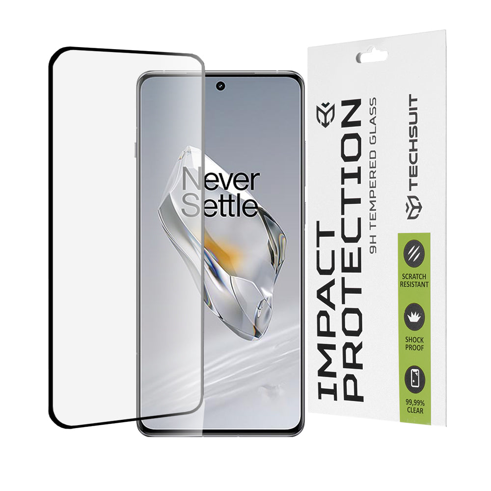 Film de protection d'écran Techsuit pour OnePlus 12, Verre trempé, Full Glue, 111D, Noir