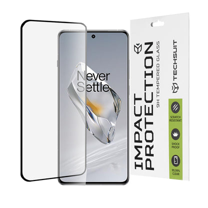 Film de protection d'écran Techsuit pour OnePlus 12, Verre trempé, Full Glue, 111D, Noir