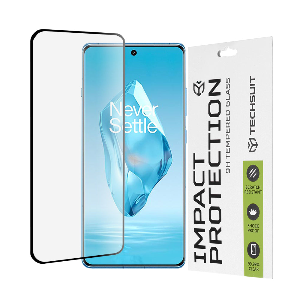Film de protection d'écran Techsuit pour OnePlus 12R, Verre trempé, Full Glue, 111D, Noir