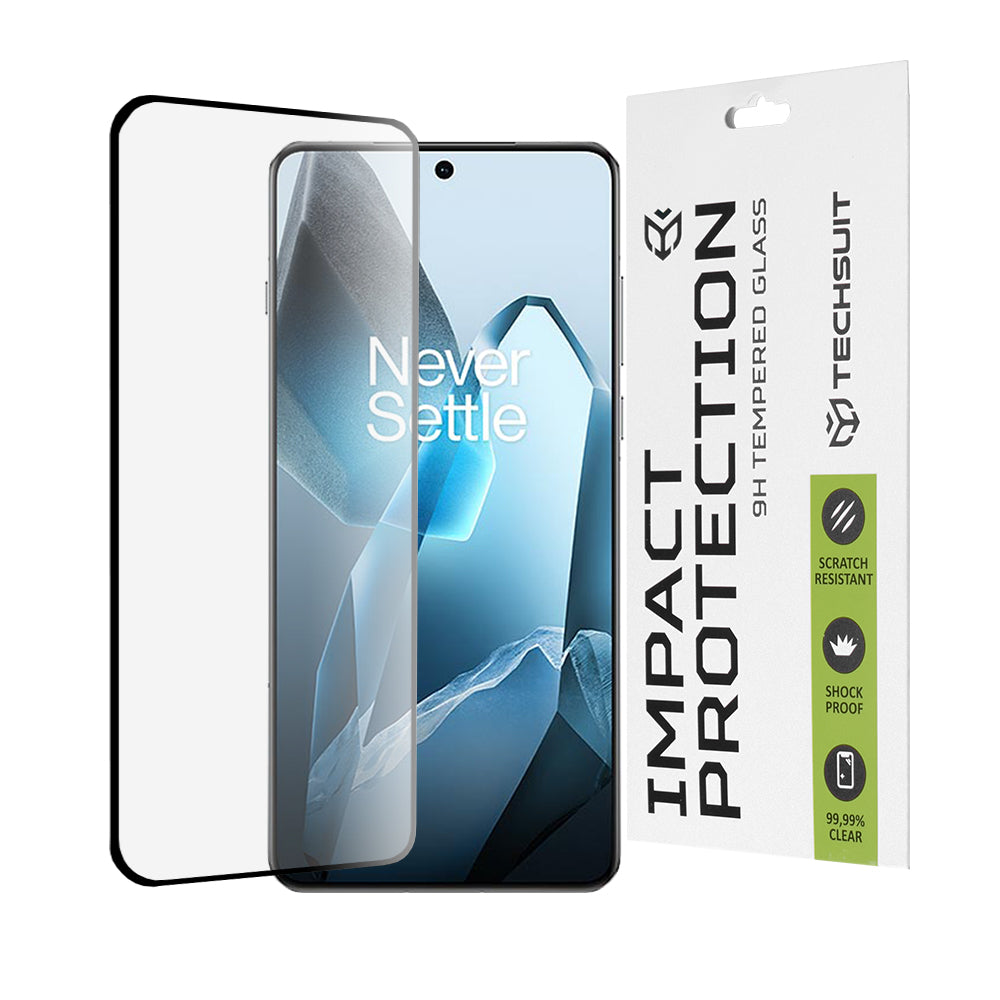 Film de protection d'écran Techsuit pour OnePlus 13, Verre trempé, Full Glue, 111D, Noir