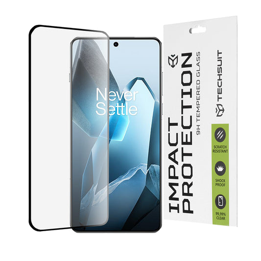 Film de protection d'écran Techsuit pour OnePlus 13, Verre trempé, Full Glue, 111D, Noir