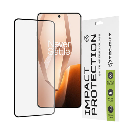 Film de protection d'écran Techsuit pour OnePlus 13R, Verre Trempé, Full Glue, 111D, Noir