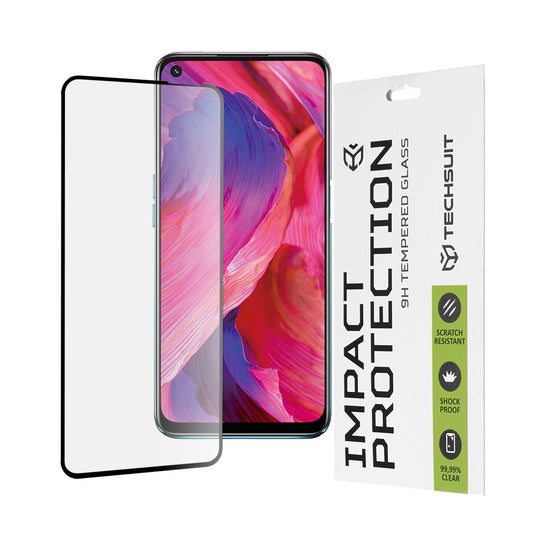 Film de protection d'écran Techsuit pour OnePlus Nord N200 5G / Oppo A74 5G / A54 5G, Verre trempé, Full Glue, 111D, Noir