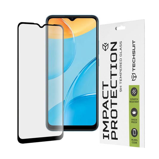Film de protection d'écran Techsuit pour Oppo A16s / A54s / A16 / A15s / A15, Verre trempé, Full Glue, 111D, Noir