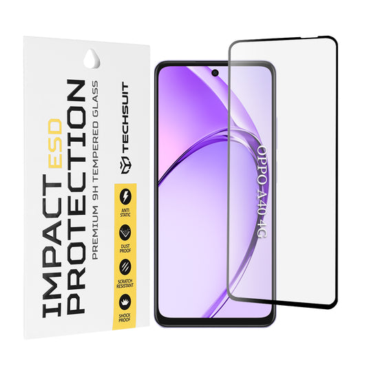 Film de protection d'écran Techsuit pour Oppo A3 4G / A3 5G, Verre trempé, Full Glue, Noir