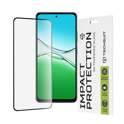 Techsuit Screen Protector Film for Oppo A5 4G, Tempered Glass, Full Glue, 111D, Black