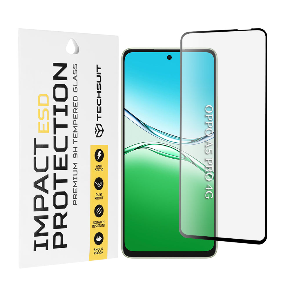 Film de protection d'écran Techsuit pour Oppo A5 Pro 4G / A5 Pro, Verre trempé, Collage intégral, Noir