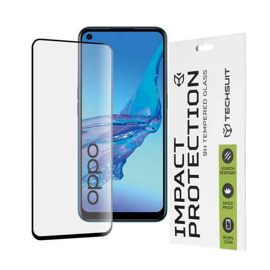 Film de protection d'écran Techsuit pour Oppo A53s / A53 4G, Verre trempé, Full Glue, 111D, Noir