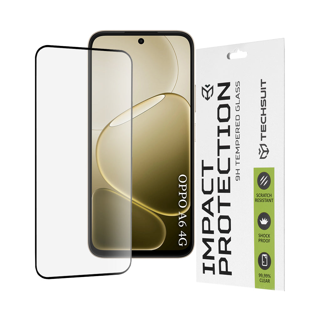 Film de protection d'écran Techsuit pour Oppo A6 4G, Verre Trempé, Full Glue, 111D, Noir