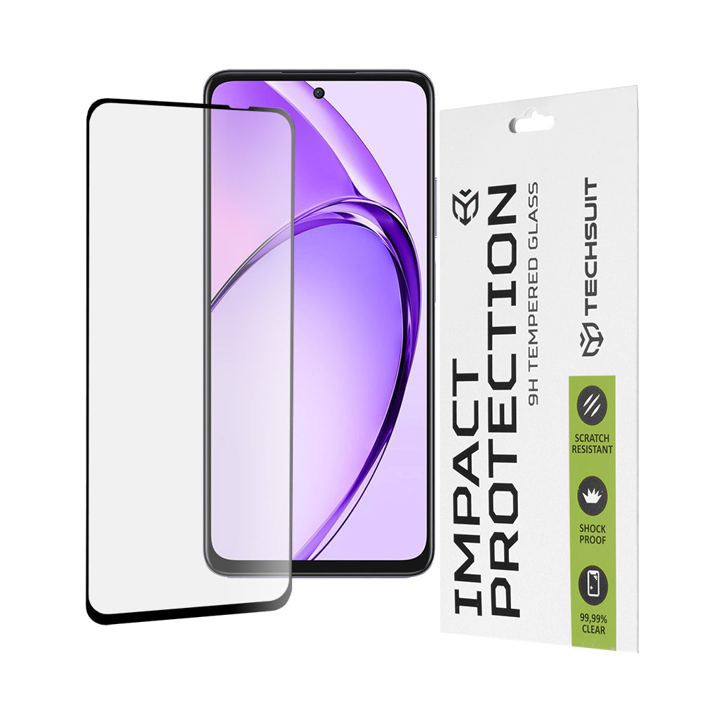 Film de protection d'écran Techsuit pour Oppo A80, Verre Trempé, Full Glue, 111D, Noir