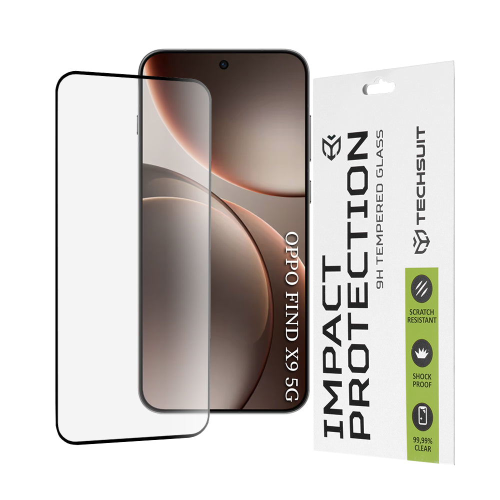 Film de protection d'écran Techsuit pour Oppo Find X9, Verre Trempé, Full Glue, 111D, Noir